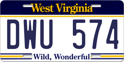 WV license plate DWU574