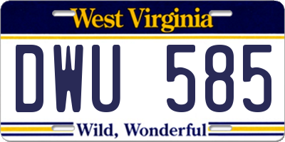 WV license plate DWU585