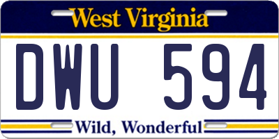 WV license plate DWU594