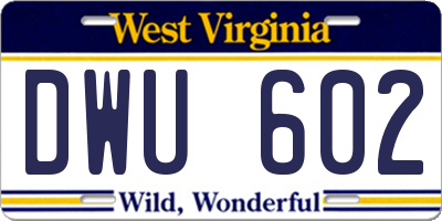 WV license plate DWU602