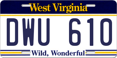 WV license plate DWU610