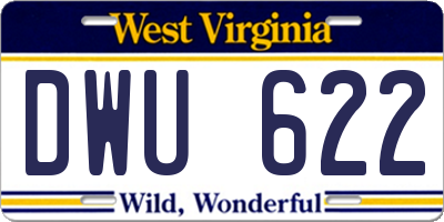 WV license plate DWU622
