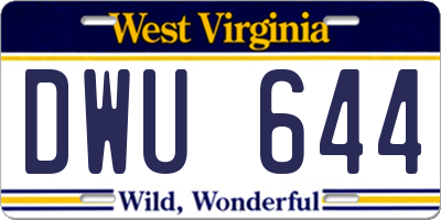 WV license plate DWU644