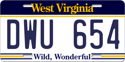 WV license plate DWU654