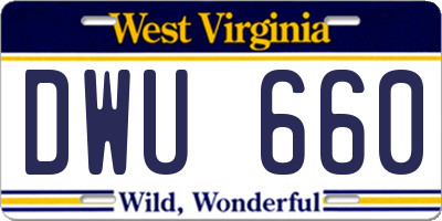 WV license plate DWU660