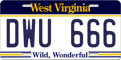 WV license plate DWU666