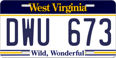 WV license plate DWU673