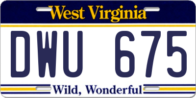 WV license plate DWU675