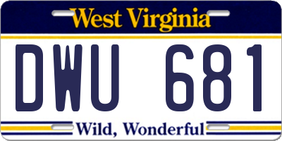 WV license plate DWU681