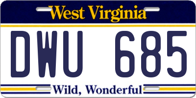 WV license plate DWU685
