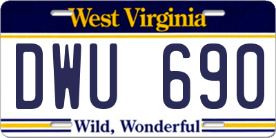WV license plate DWU690