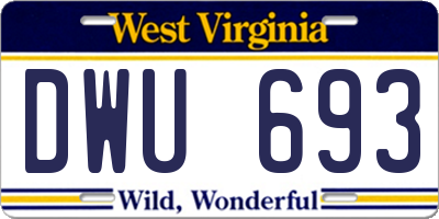 WV license plate DWU693