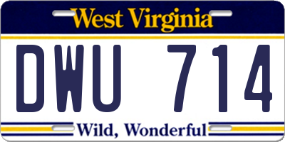 WV license plate DWU714