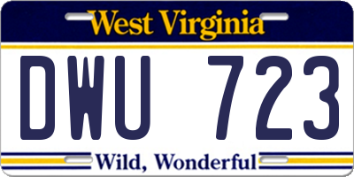WV license plate DWU723