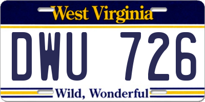WV license plate DWU726