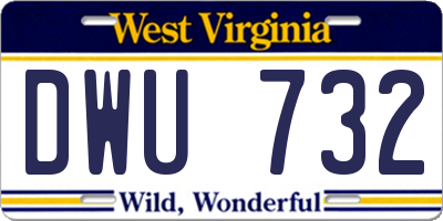 WV license plate DWU732