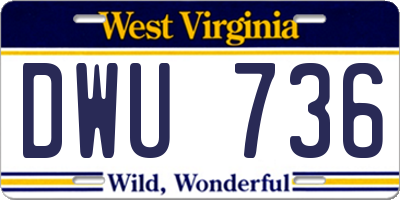 WV license plate DWU736