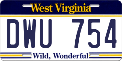 WV license plate DWU754
