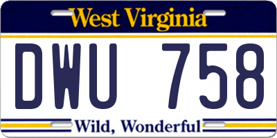 WV license plate DWU758