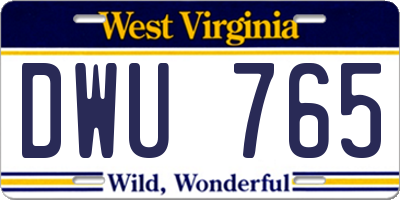 WV license plate DWU765