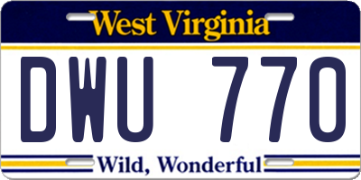 WV license plate DWU770
