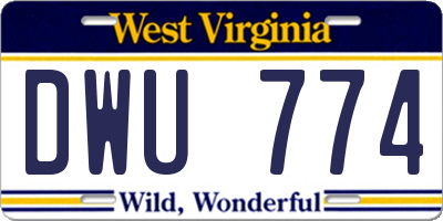 WV license plate DWU774