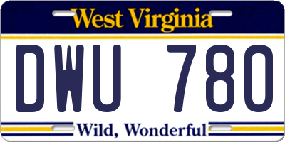 WV license plate DWU780