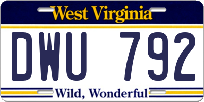 WV license plate DWU792