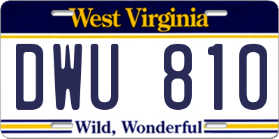 WV license plate DWU810
