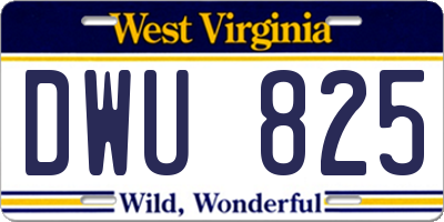 WV license plate DWU825