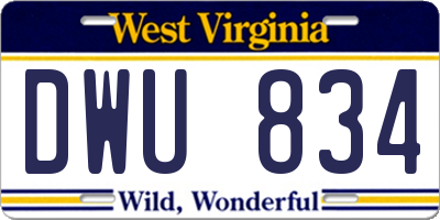 WV license plate DWU834