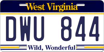 WV license plate DWU844