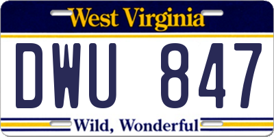 WV license plate DWU847