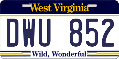 WV license plate DWU852