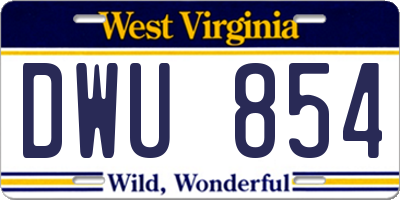 WV license plate DWU854