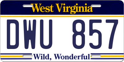 WV license plate DWU857