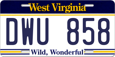 WV license plate DWU858