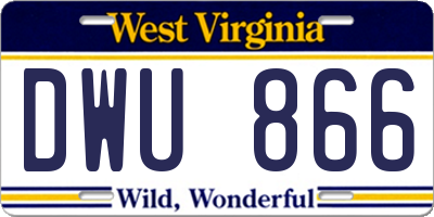WV license plate DWU866