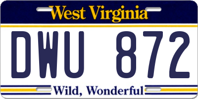 WV license plate DWU872
