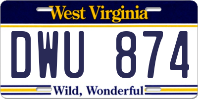 WV license plate DWU874