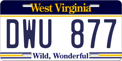 WV license plate DWU877