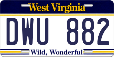 WV license plate DWU882