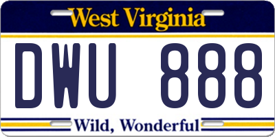 WV license plate DWU888