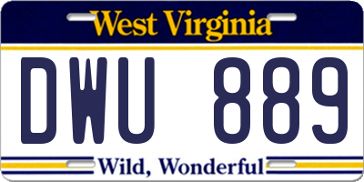 WV license plate DWU889