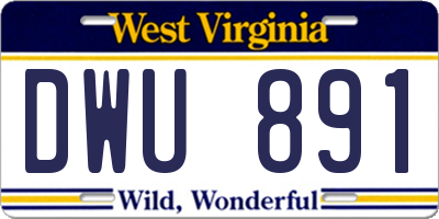 WV license plate DWU891