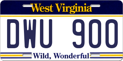 WV license plate DWU900