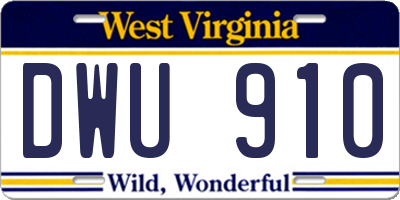 WV license plate DWU910