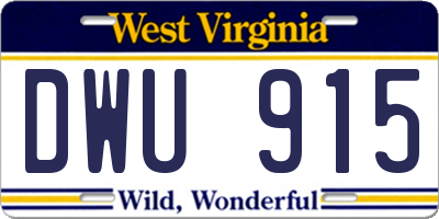 WV license plate DWU915