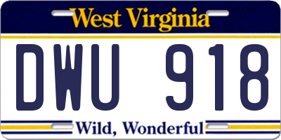 WV license plate DWU918