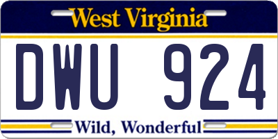 WV license plate DWU924